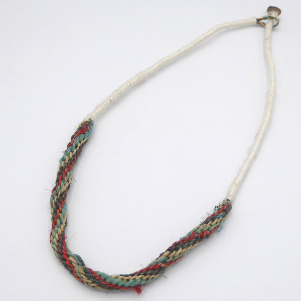 Hemp cord necklace; White, Blue & Red. Surfer/boho/beach style