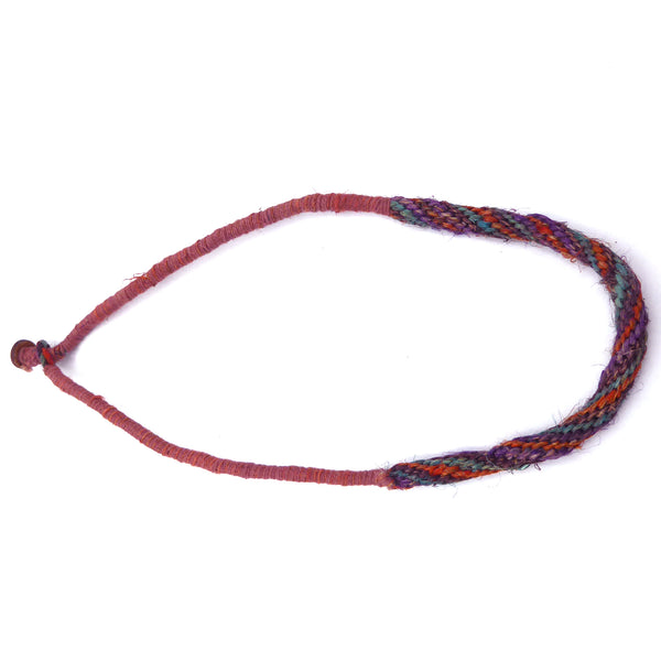 Hemp cord necklace; Light brown, Turquoise & Orange. Surfer/boho/beach style