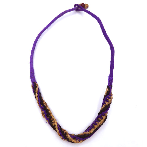 Hemp cord necklace; Purple, Black & Natural. Surfer/boho/beach style