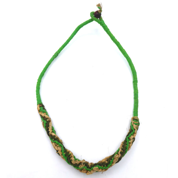 Hemp cord necklace; Lime Green, Dark Green & Natural. Surfer/boho/beach style