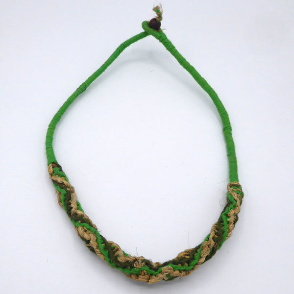 Hemp cord necklace; Lime Green, Dark Green & Natural. Surfer/boho/beach style