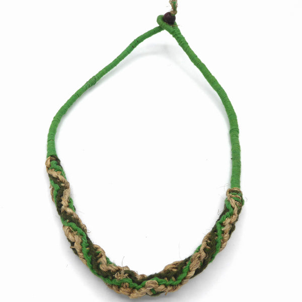 Hemp cord necklace; Lime Green, Dark Green & Natural. Surfer/boho/beach style