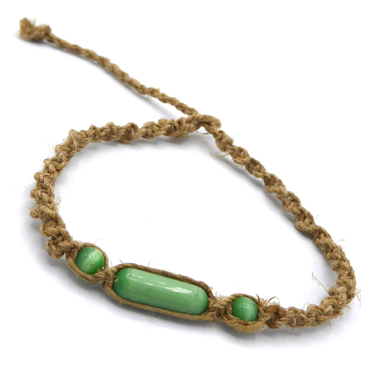 Hemp bracelet with green stone