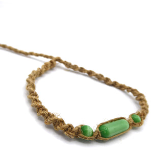 Hemp bracelet with green stone