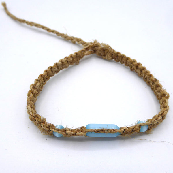 Hemp bracelet with blue stone