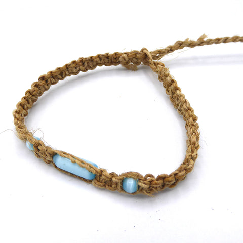 Hemp bracelet with blue stone