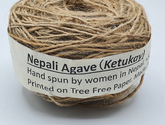 Wild Agave Handspun Yarn Made in Nepal. Thick, strong yarn. (Natural or White)
