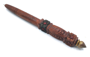 Hand Carved Wooden Ballpoint Pen, Refillable (Painted Flower)
