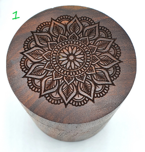 Sheesham Round Wood Container Box with Lid, Hand turned in Nepal (large - 1)