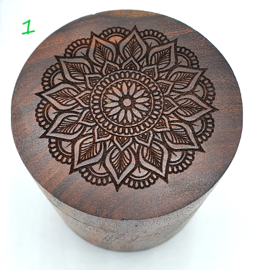 Sheesham Round Wood Container Box with Lid, Hand turned in Nepal (Small - 1)