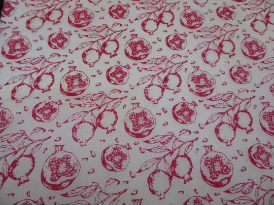 Pomegranate design Hemp Tissue Paper. Handmade in Nepal