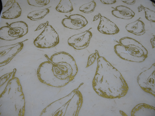 Apples and Pears design Hemp Tissue Paper. Handmade in Nepal
