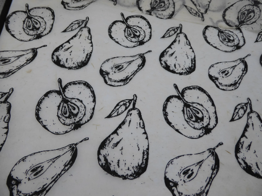 Apples and Pears design Hemp Tissue Paper. Handmade in Nepal