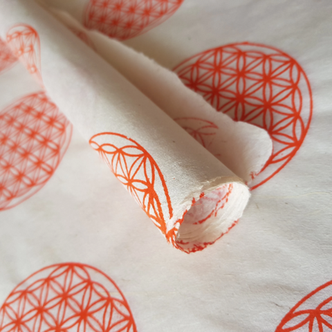 Orange Sacred Geometry Print on Hemp Paper, Tree Free & Sustainable