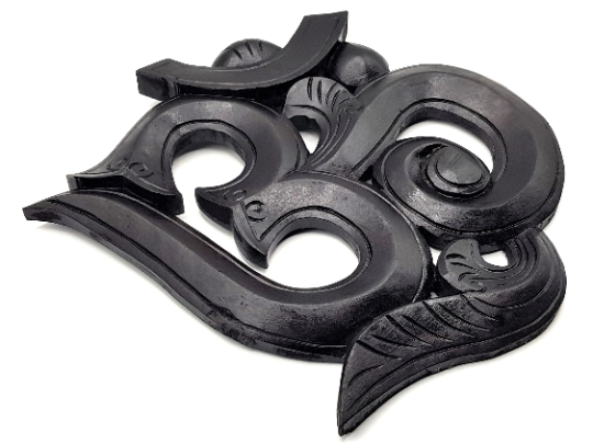 Black Om Wooden Wall Hanging, Large, hand carved in Nepal