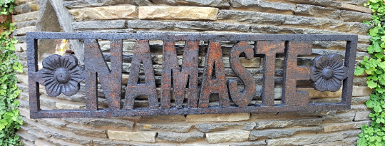 Namaste Wooden Wall Hanging, hand carved in Nepal