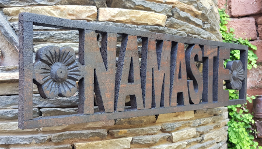 Namaste Wooden Wall Hanging, hand carved in Nepal