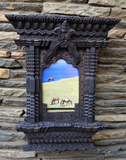 Traditional Nepali Window Picture Frame, hand carved in Nepal