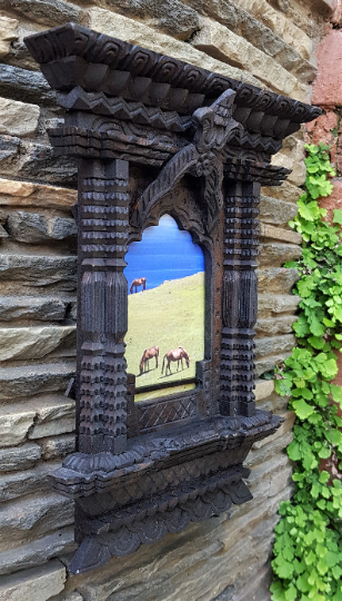 Traditional Nepali Window Picture Frame, hand carved in Nepal