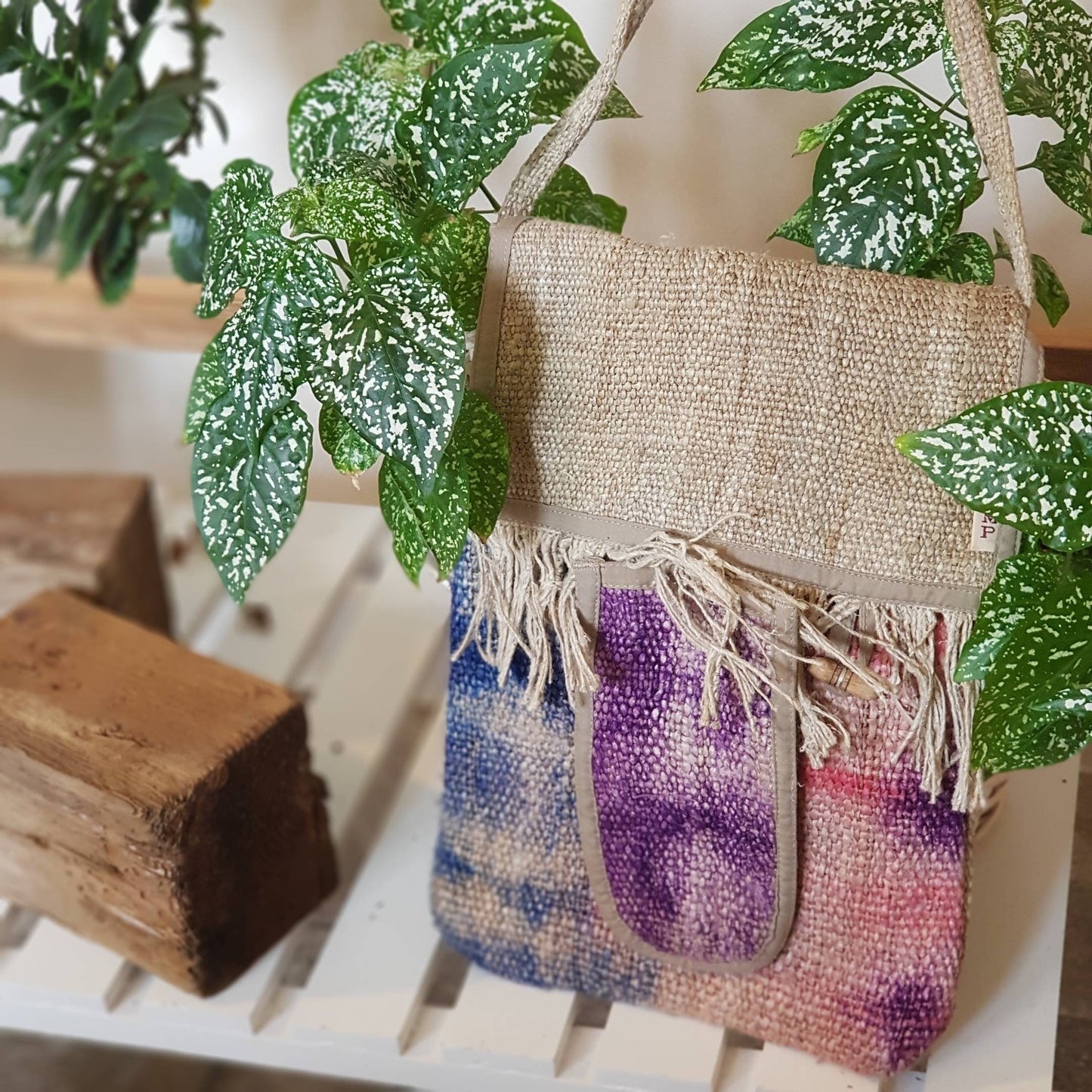 Hemp Cross-body bag, Dip dyed