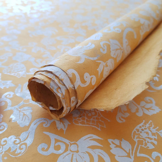Harvest Gold Baroque Print on Lokta Paper, Tree Free & Sustainable