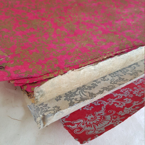 Pink Metallic Asian Traditional Floral Print, tree Free & Sustainable