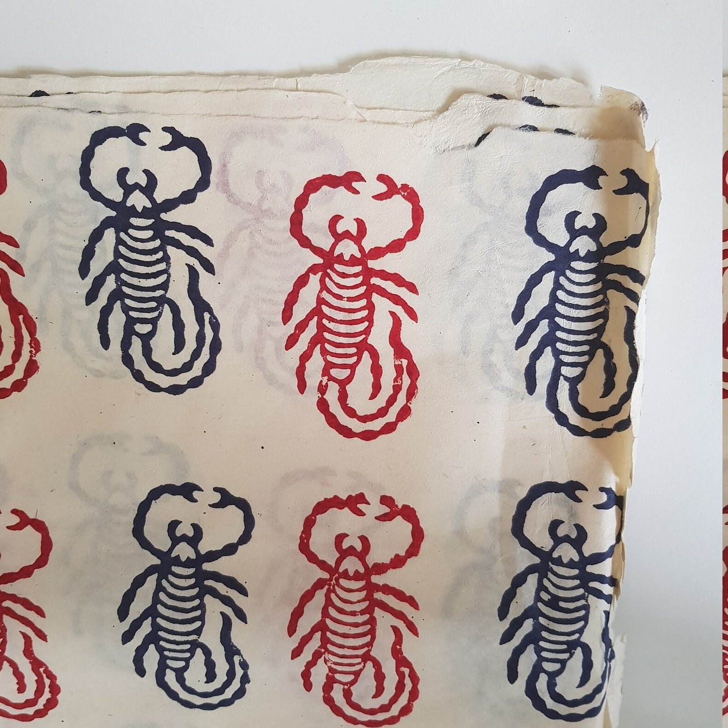 Scorpion Block Printed on Lokta Paper, Handmade, Tree Free & Sustainable