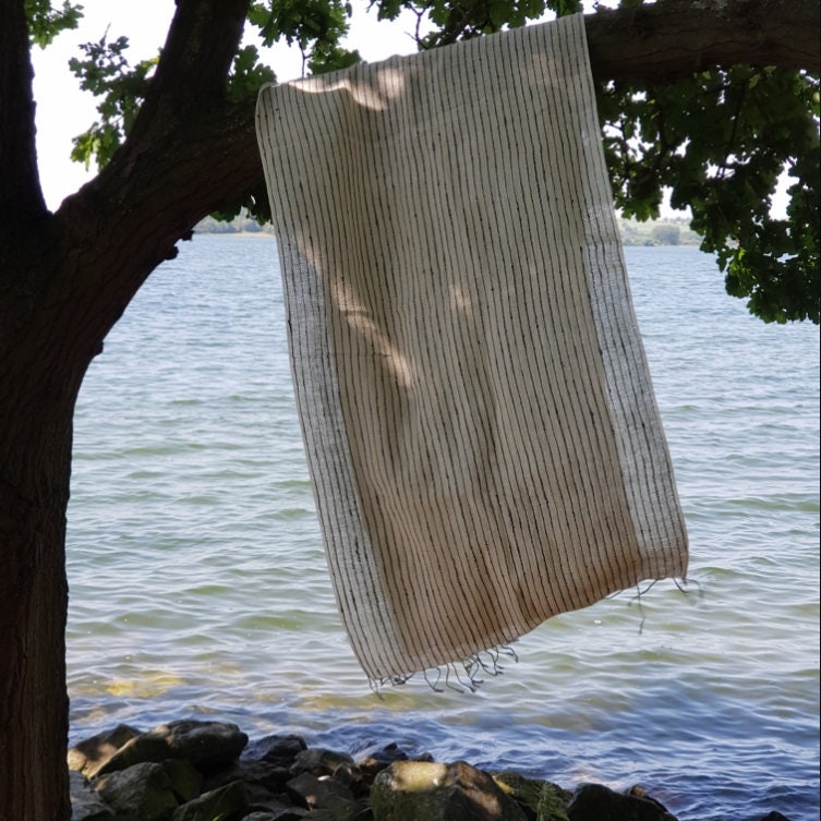 Hemp Scarf with Silk Stripes
