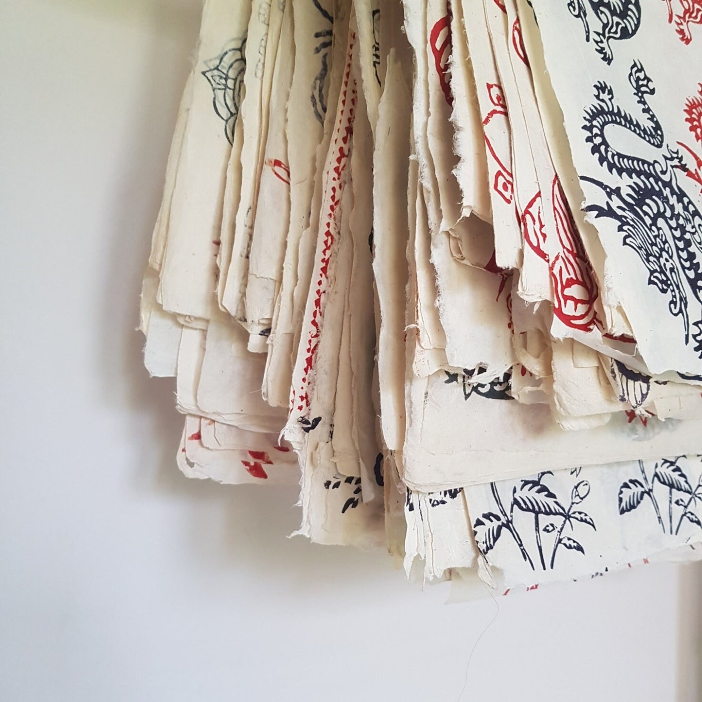 Peacock Feather Block Printed on Lokta Paper, Handmade, Tree Free & Sustainable