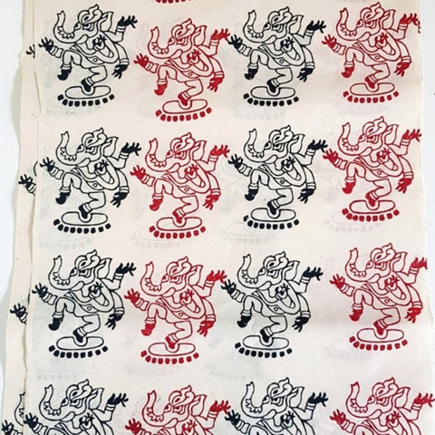 Dancing Ganesh Block Printed on Lokta Paper, Handmade, Tree Free & Sustainable