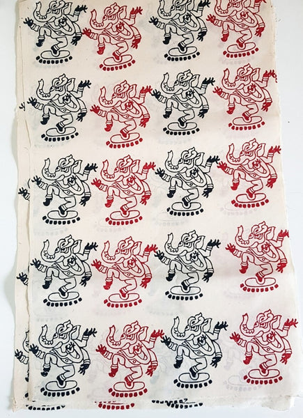 Dancing Ganesh Block Printed on Lokta Paper, Handmade, Tree Free & Sustainable