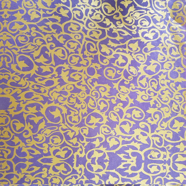 Purple Metallic Ivy Leaves Print on Lokta Paper, Tree Free & Sustainable