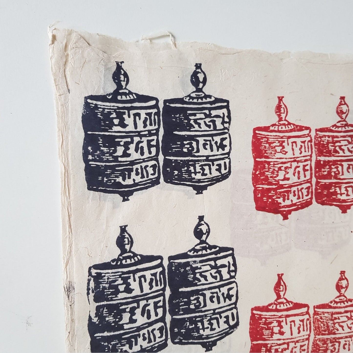 Roses block printed on Lokta Paper, Handmade, Tree-Free & Sustainable