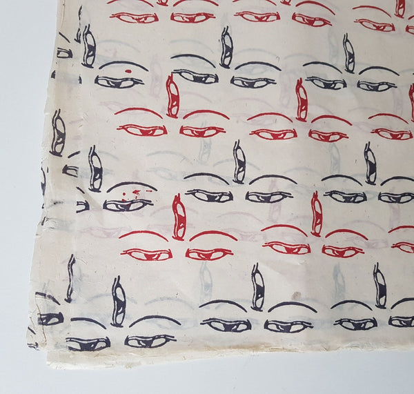 Buddha's Eyes block printed on Lokta Paper, Handmade, Tree-Free & Sustainable