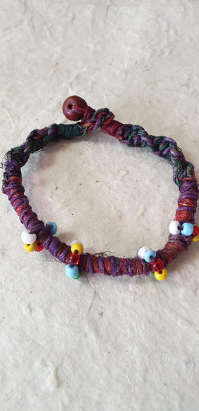 Colourful Hemp beaded bracelet