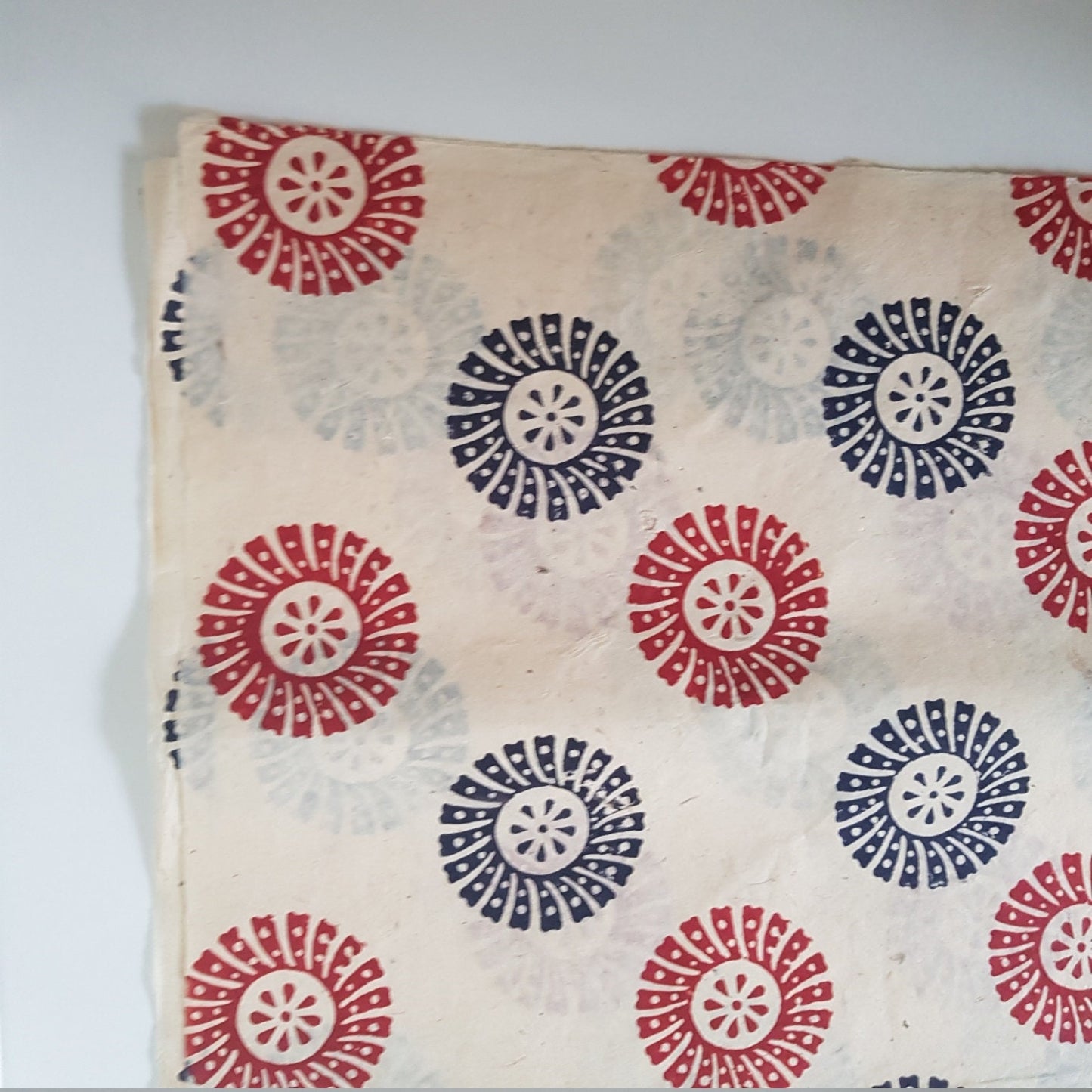 Wheels block printed on Lokta Paper, Handmade, Tree-Free & Sustainable