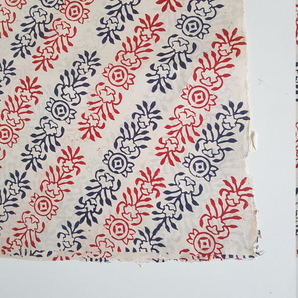 Diagonal Ornamental Block Printed on Lokta Paper, Handmade, Tree Free & Sustainable