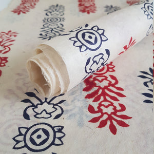Ornamental pattern Block Printed on Lokta Paper, Handmade, Tree Free & Sustainable