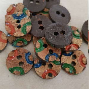 Coconut Buttons, Red, Blue and Green Arcs