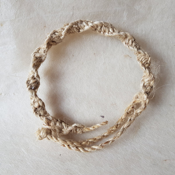 Natural Hemp Twisted Cord bracelet; Plain twist style.