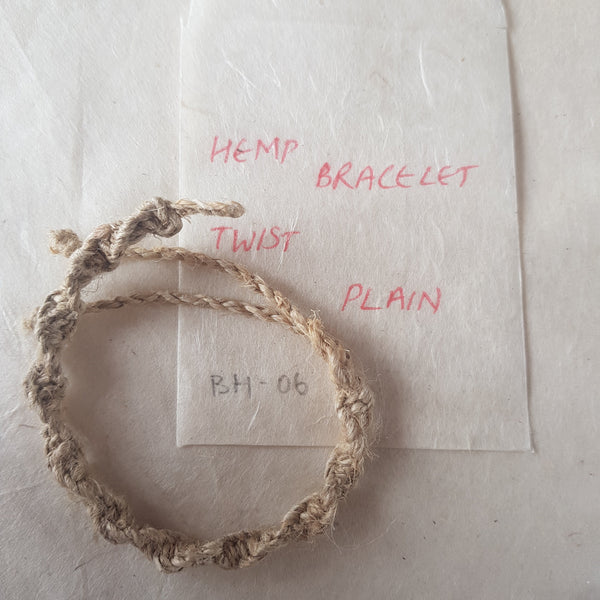Natural Hemp Twisted Cord bracelet; Plain twist style.