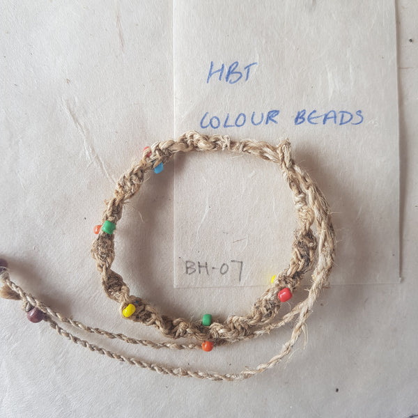 Natural Hemp Twisted Cord bracelet with colourful beads