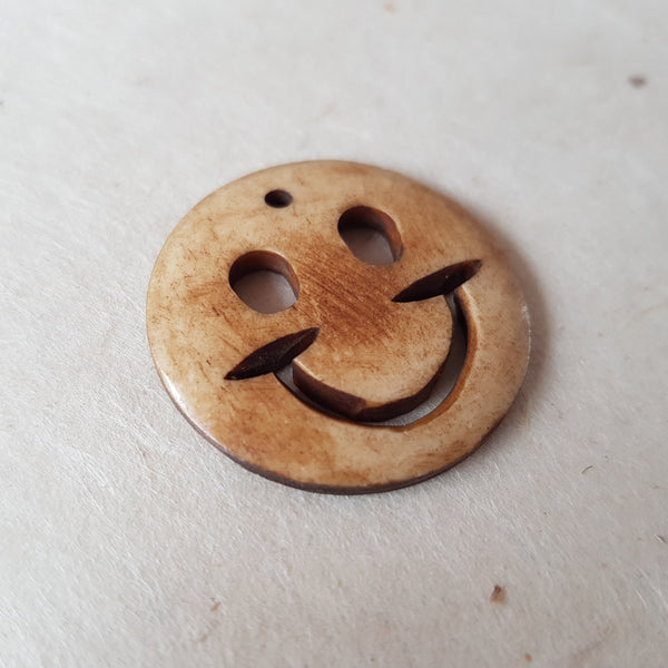 Smiley Face Bone Pendant .  Pendant for Jewellery Making .  Handmade Pendant  . Men's Pendant .