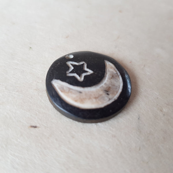 Moon & Star wood Pendant