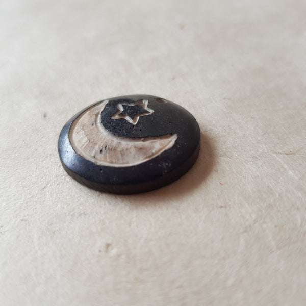 Moon & Star wood Pendant