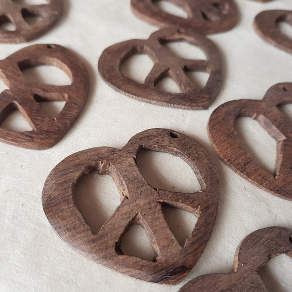 Smooth Peace & Love Wood Pendant. *Hand carved in Nepal*