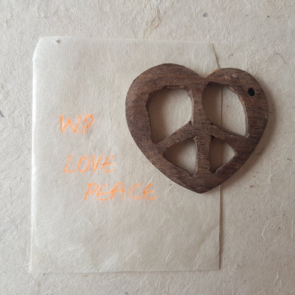 Smooth Peace & Love Wood Pendant. *Hand carved in Nepal*