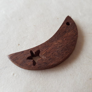 Celestial Moon & Star Wooden Pendant