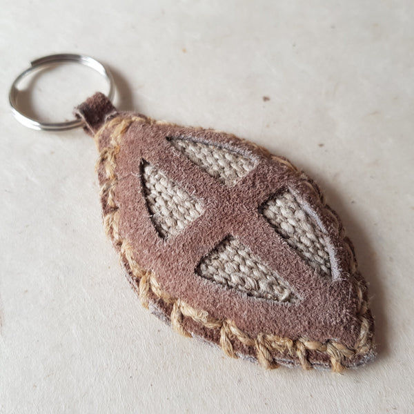 Hemp & Leather Key Fob, Cross