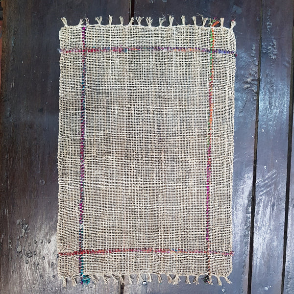 Wild Hemp Placemat with Recycled Sari Silk Trim